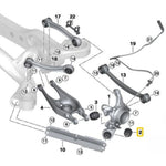 Soporte de rueda trasera: casquillos del brazo de arrastre (carcasa de aluminio con cojinete) BMW E8x, E9x