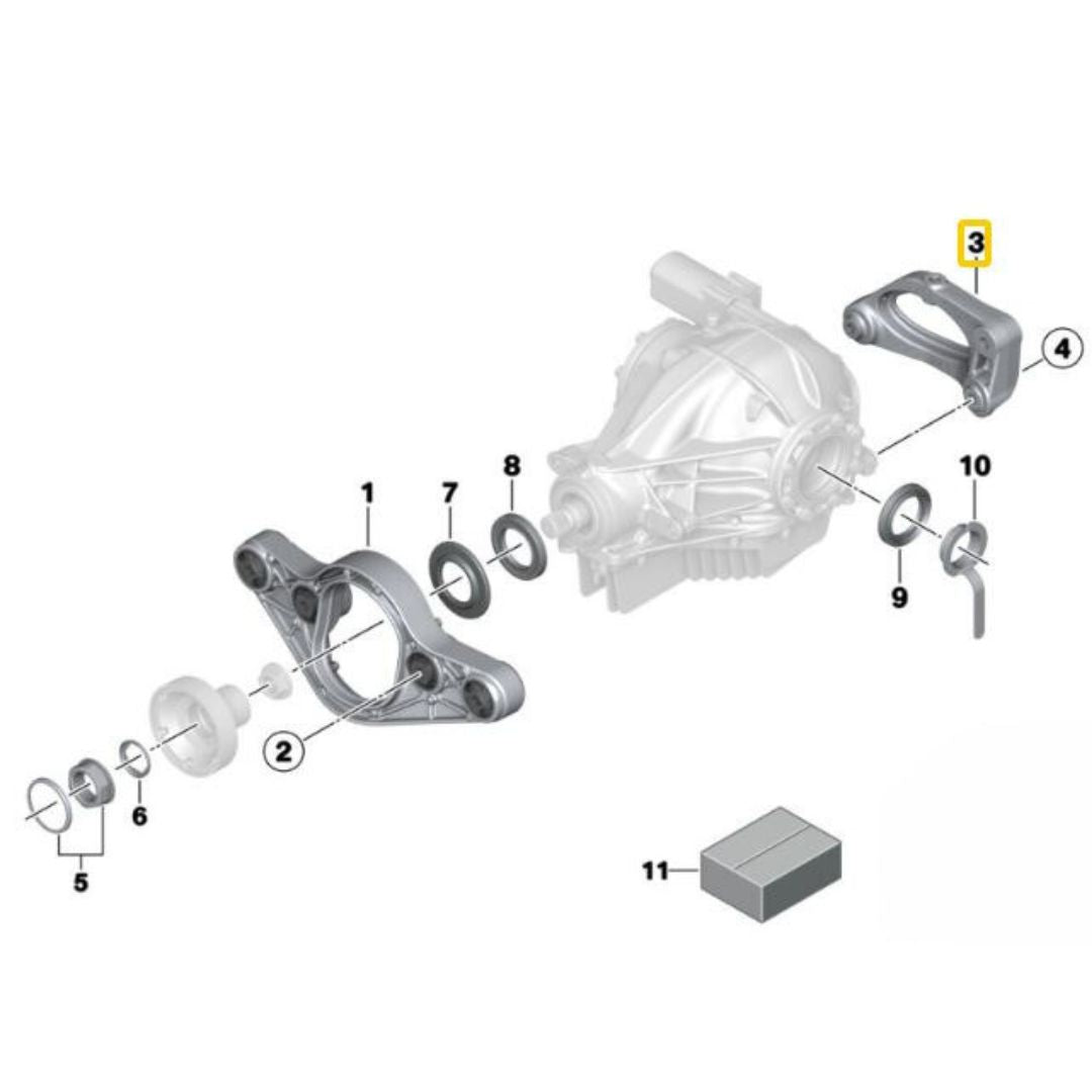 Soporte doble de aluminio para diferencial BMW F87 M2, F80 M3, F82/F83 M4