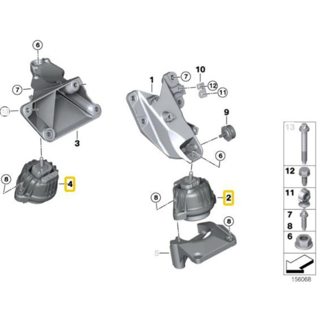 Soportes de motor de aluminio BMW E8X, E9X (no modelos M)